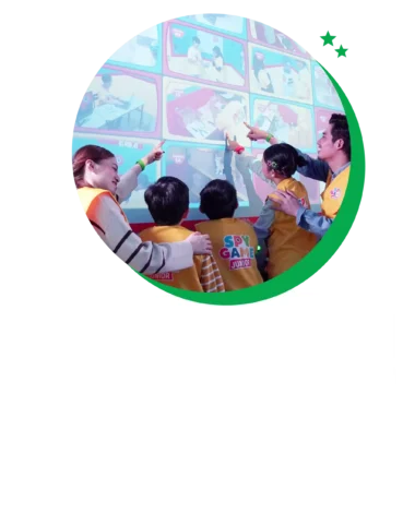 family observing cctv in spy game junior