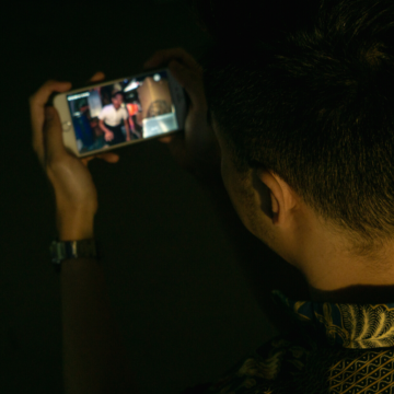 man holding smart phone
