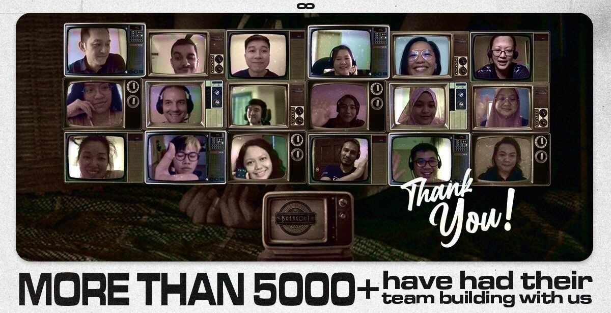 collage of players in zoom session - virtual team building