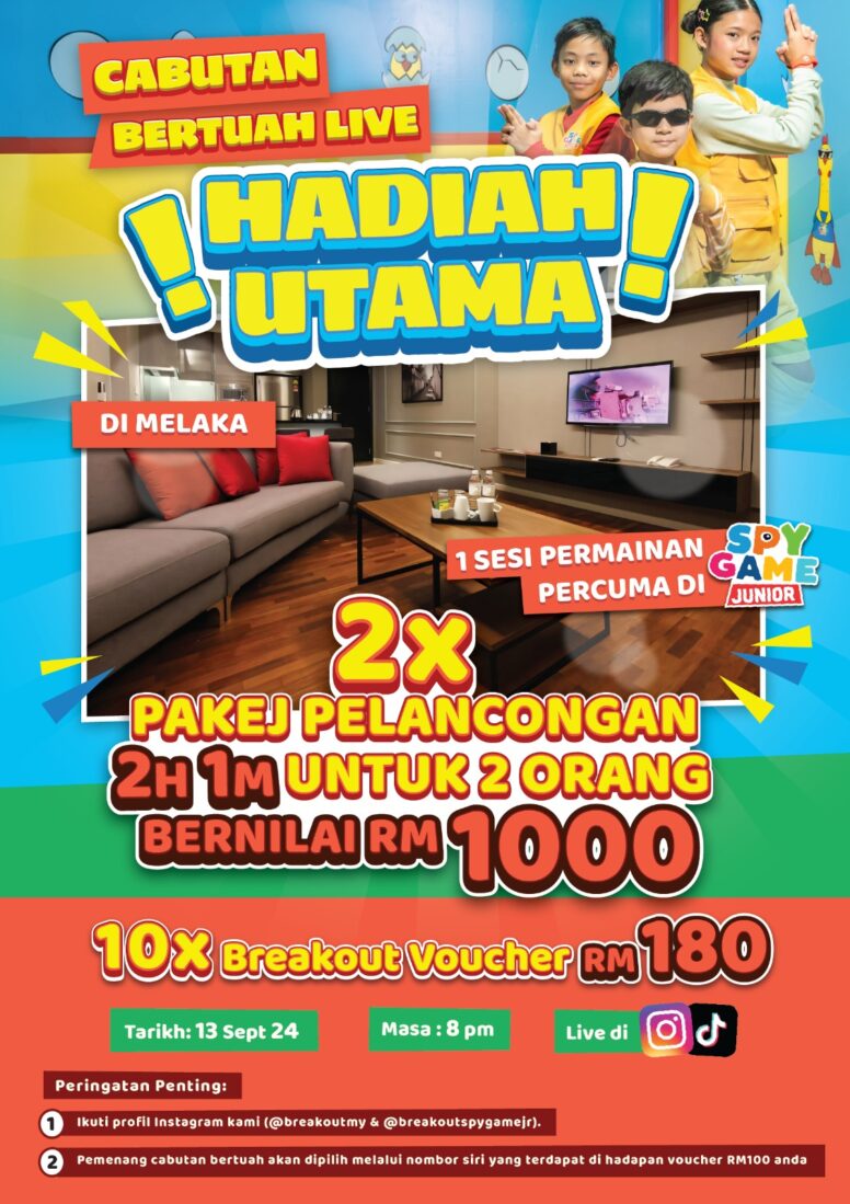 Stand a chance to win a Hotel Stay by participating our activity at Breakout booth in k-semanis 2024 event at KSL Esplanade Mall Klang